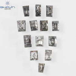 0.83 CT/13 Pcs Square Baguette Shape Natural Diamond Salt And Pepper Color I3 Clarity (3.10 MM)