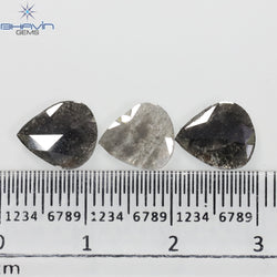 1.75 CT/5 ピース スライス形状 天然ダイヤモンド ソルト アンド ペッパー カラー I3 クラリティ (10.45 MM)