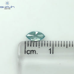 0.36 CT マーキス シェイプ ナチュラル ダイヤモンド グリーンがかったブルー カラー SI1 クラリティ (6.85 MM)