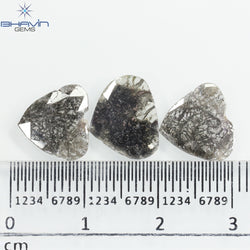 3.48 CT/3 Pcs Slice Shape Natural Diamond Salt And Pepper Color I3 Clarity (9.75 MM)