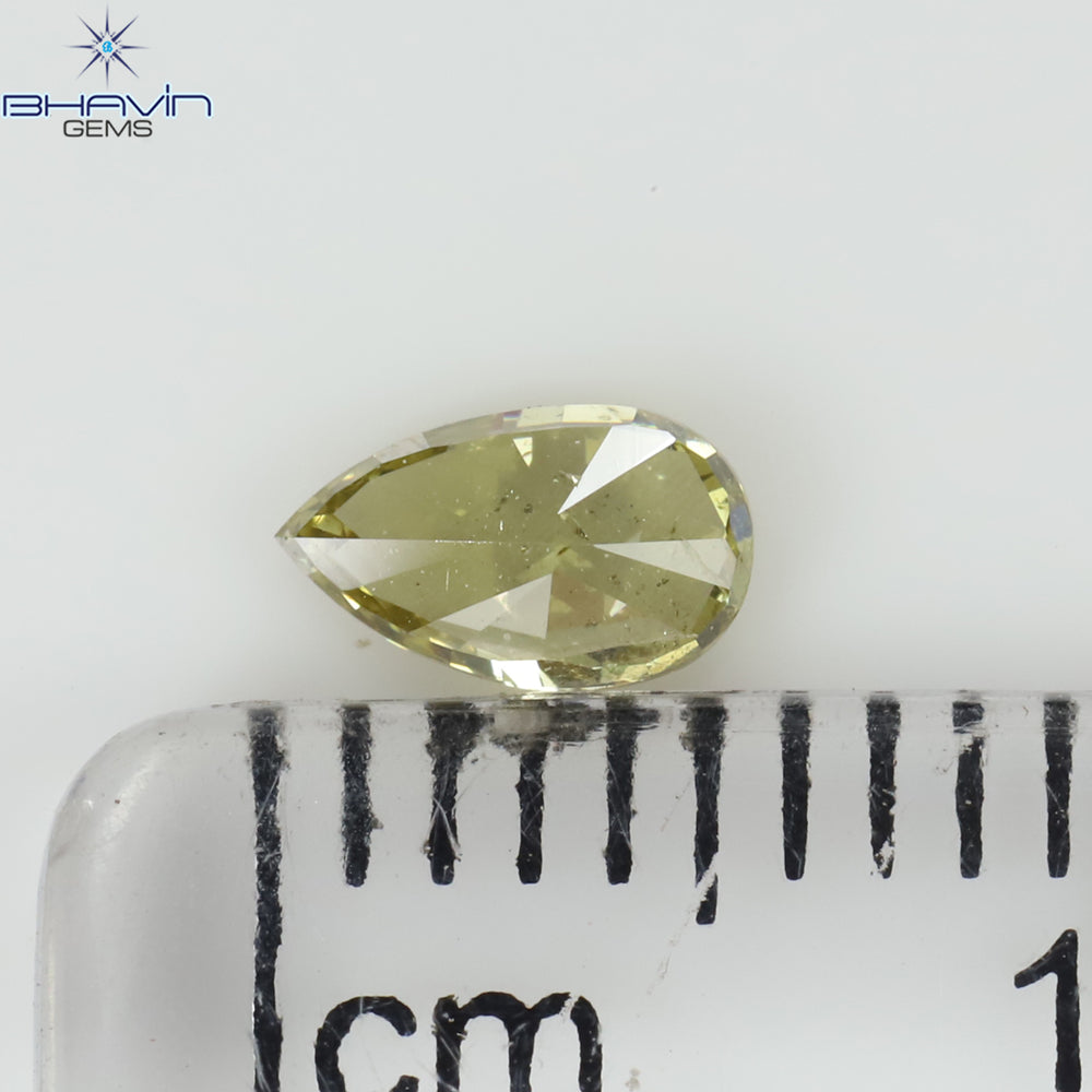 0.30 CT Pear Shape Natural Diamond Green (Chameleon) Color SI1 Clarity (5.49 MM)
