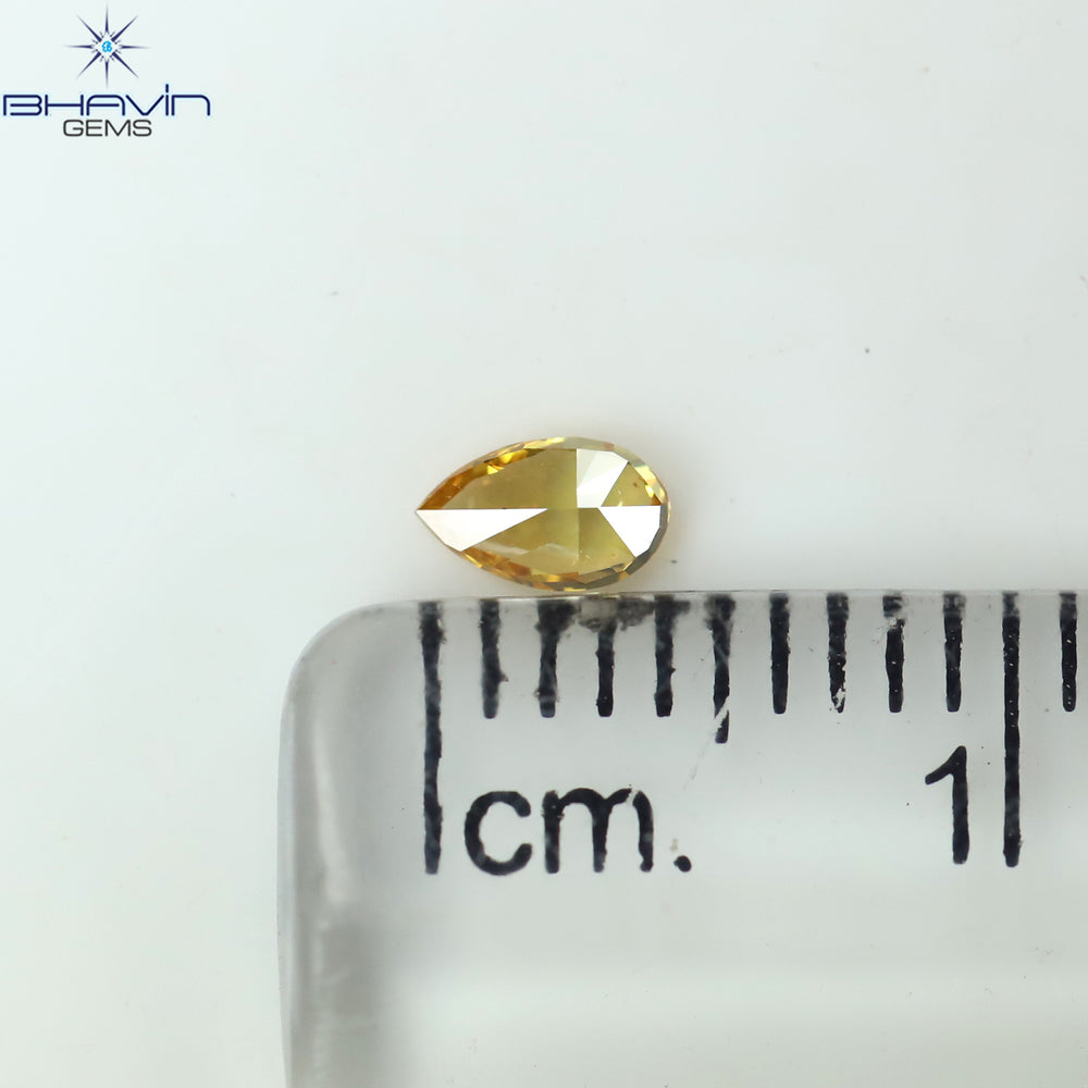 0.14 CT Pear Shape Natural Diamond Orange Color SI1 Clarity (4.41 MM)