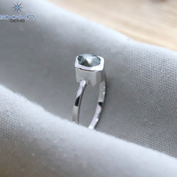 Rough Diamond Natural Diamond Ring Blue Color Gold Ring Engagement Ring