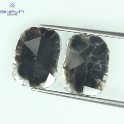 1.75 CT/5 ピース スライス形状 天然ダイヤモンド ソルト アンド ペッパー カラー I3 クラリティ (10.45 MM)