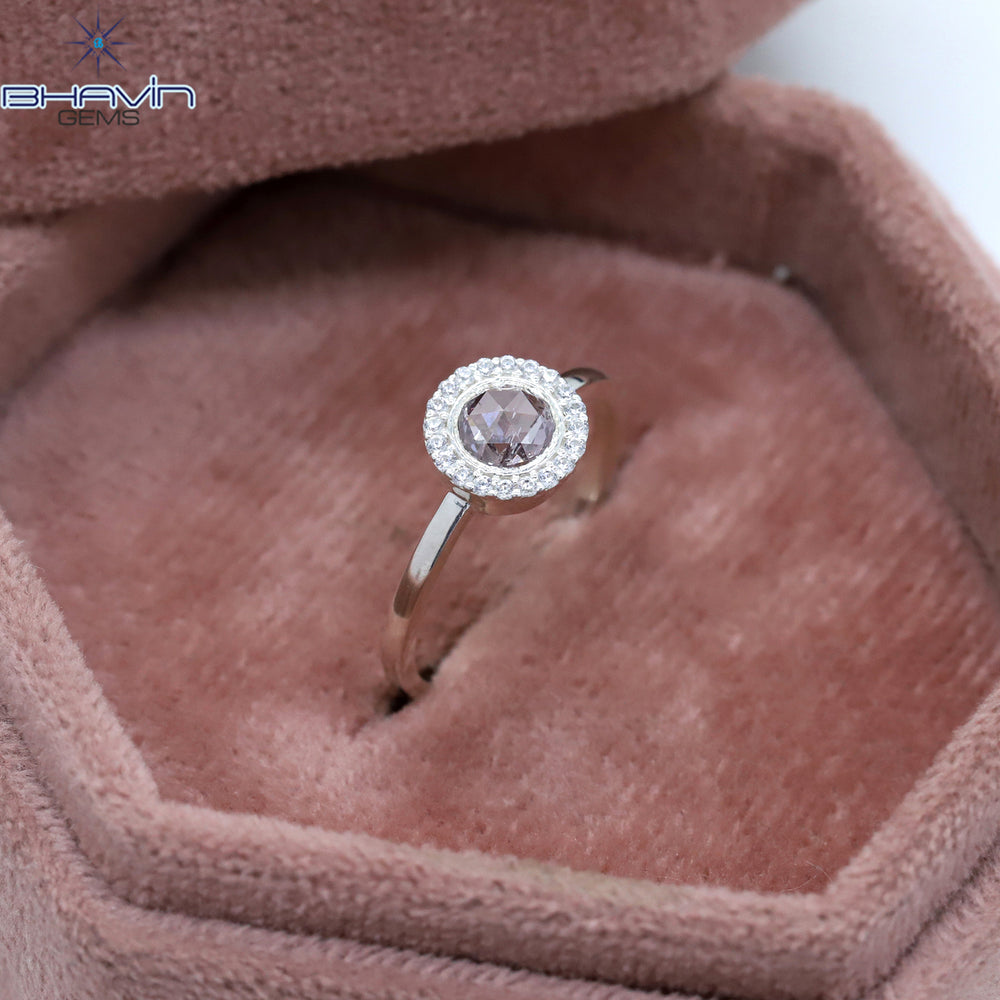 Round Rose Cut Diamond Natural Diamond Ring Pink Color Gold Ring Engagement Ring