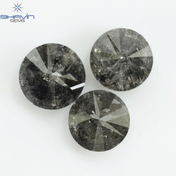 2.37 CT/3 Pcs Round Shape Natural Loose Diamond Salt And pepper Color I3 Clarity (5.60 MM)