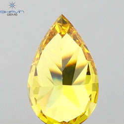 GIA Certified 1.07 CT Pear Diamond Enhanced Orange-Yellow Color (8.35 MM)