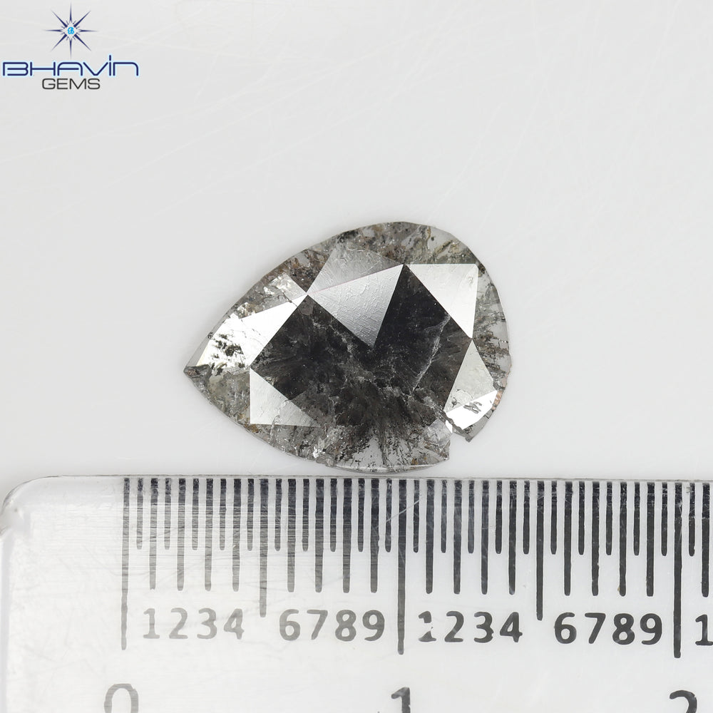 1.23 CT Slice Shape Natural Diamond Salt And Pepper Color I3 Clarity (11.88 MM)