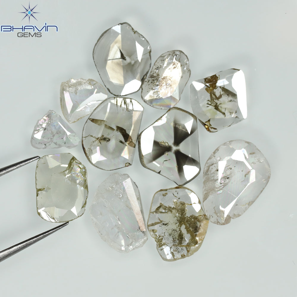 0.97 CT/7 ピース ローズカット ポルキ シェイプ ナチュラル ダイヤモンド ファンシー カラー I1 クラリティ (6.01 MM)