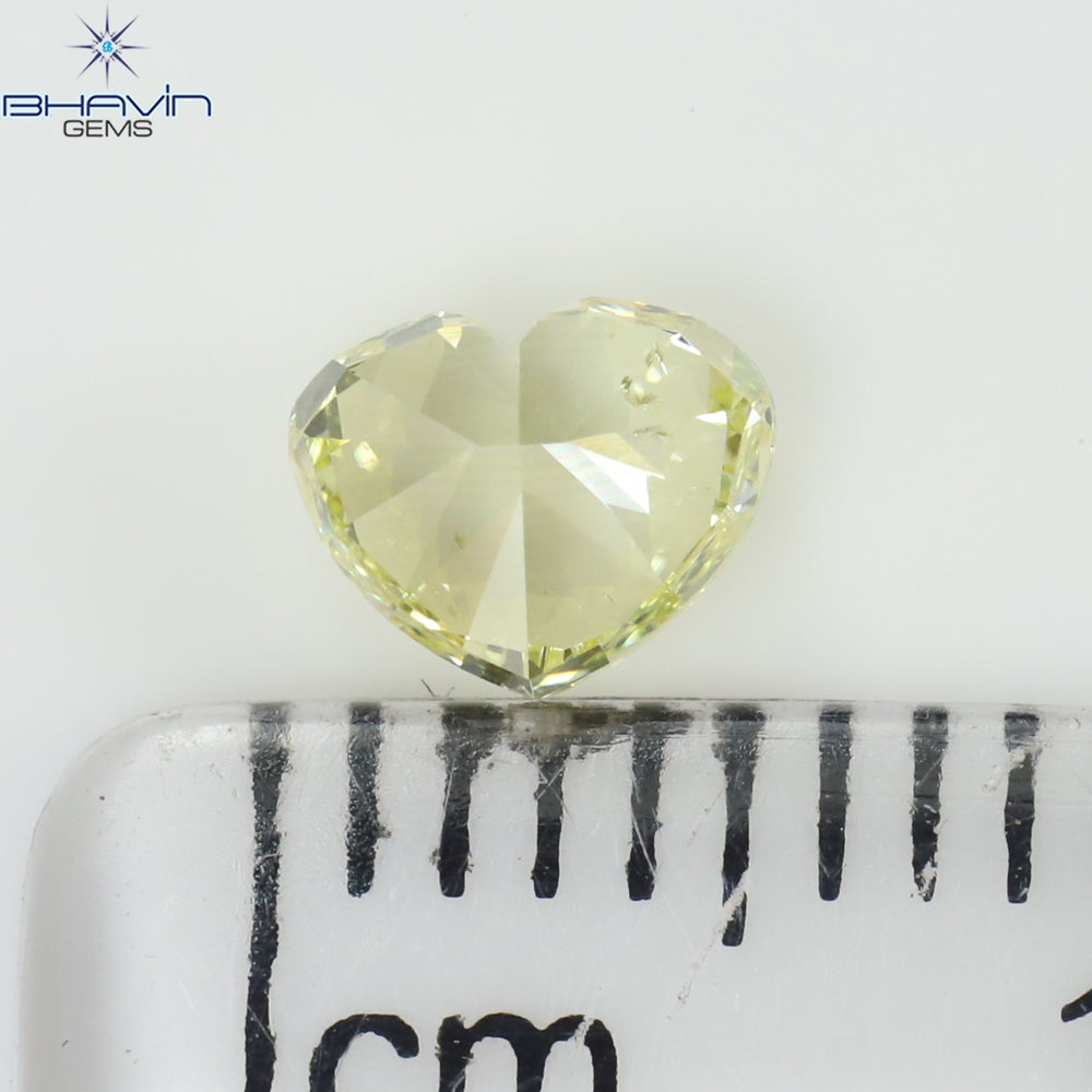 0.55 CT Heart Shape Natural Diamond Yellow Color SI1 Clarity (5.16 MM)