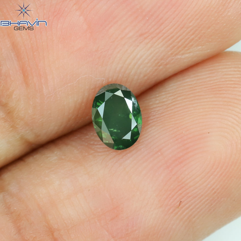 0.41 CT Oval Shape Natural Diamond Green Color I1 Clarity (5.19 MM)