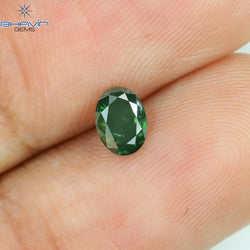 0.41 CT Oval Shape Natural Diamond Green Color I1 Clarity (5.19 MM)