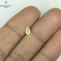 0.30 CT Pear Shape Natural Diamond Yellow Color SI1 Clarity (5.32 MM)