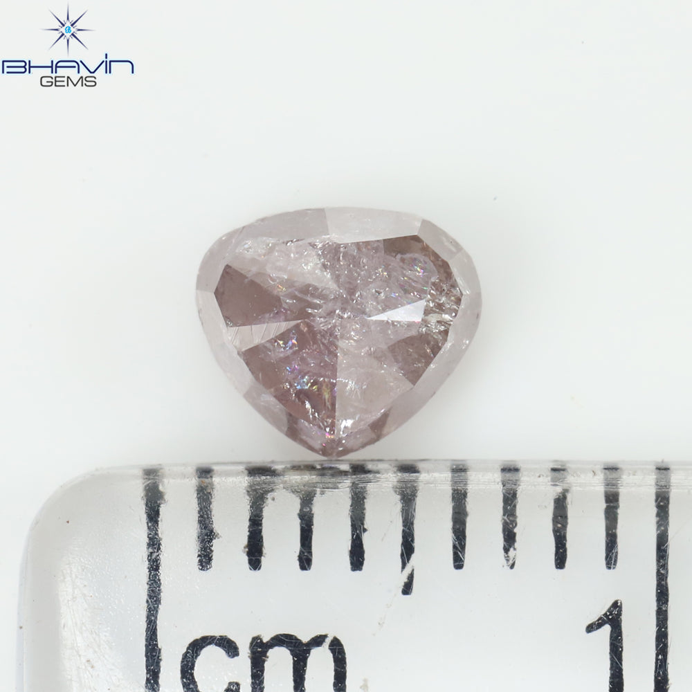 0.80 CT Heart Shape Natural Diamond Pink Color I3 Clarity (5.60 MM)