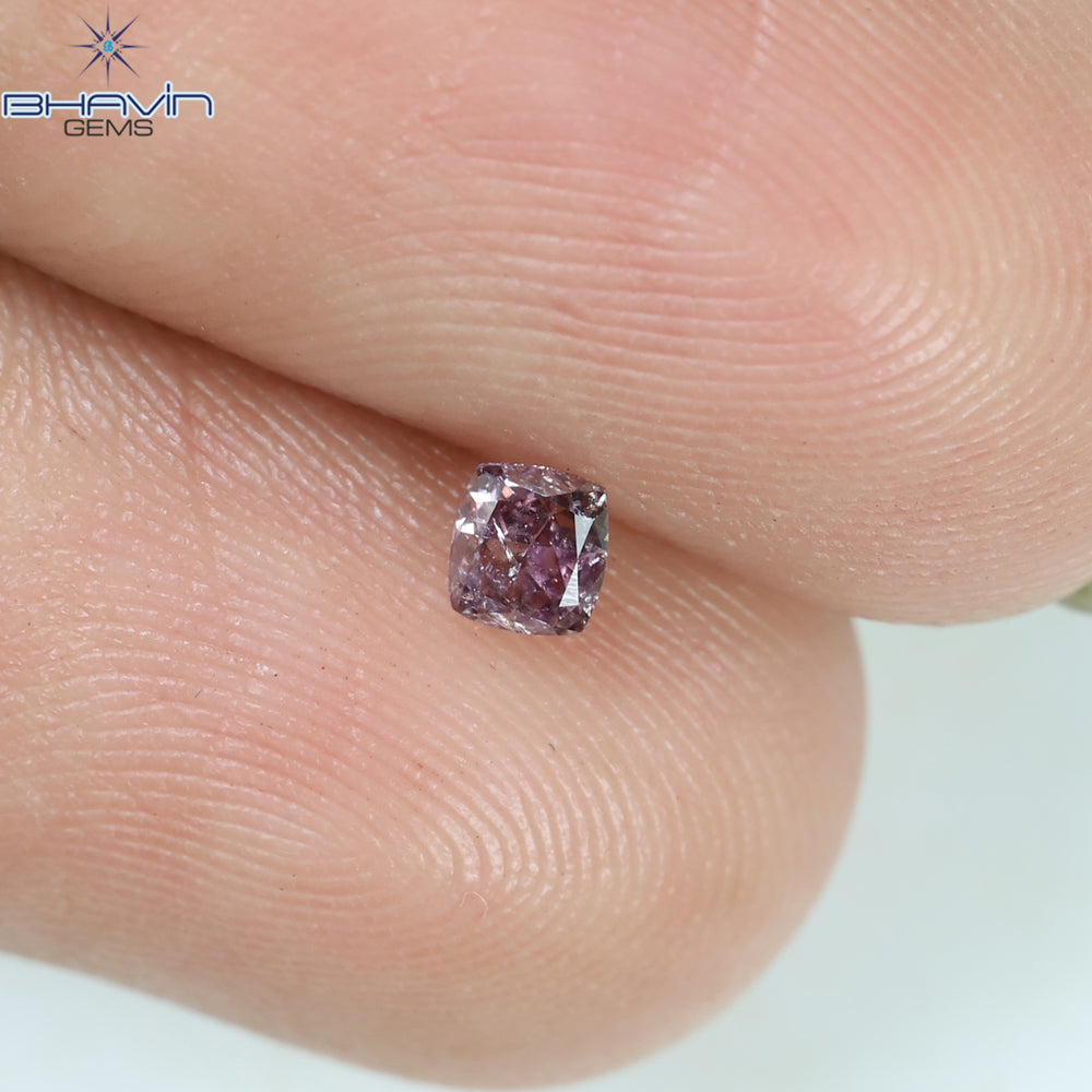 0.11 CT Cushion Shape Natural Diamond Pink Color I2 Clarity (2.85 MM)