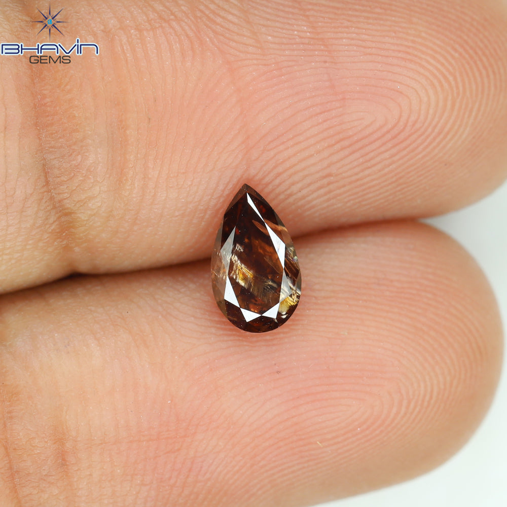 0.60 CT Pear Shape Natural Loose Diamond Brown Pink Color I3 Clarity (6.86 MM)
