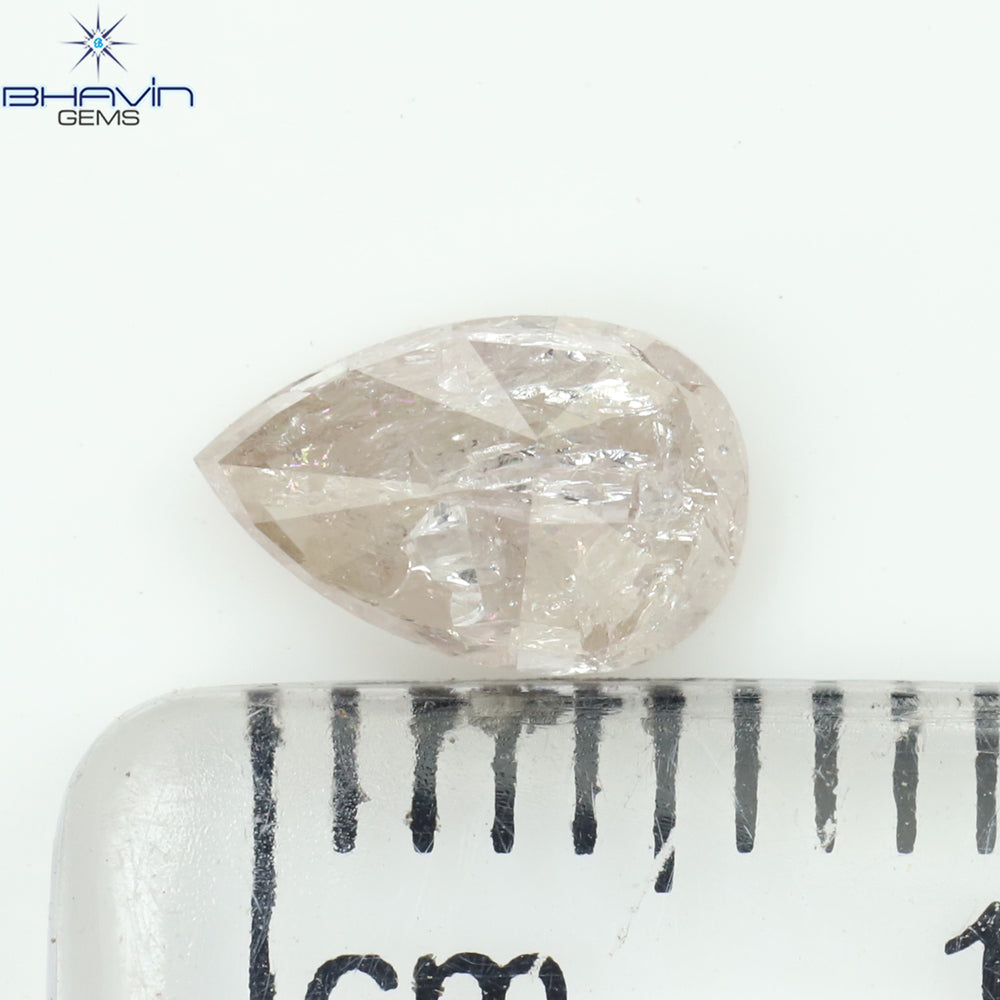 0.73 CT Pear Shape Natural Diamond Pink Color I3 Clarity (6.96 MM)