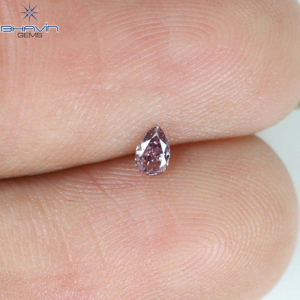 0.07 CT Pear Shape Natural Diamond Pink Color SI1 Clarity (3.35 MM)