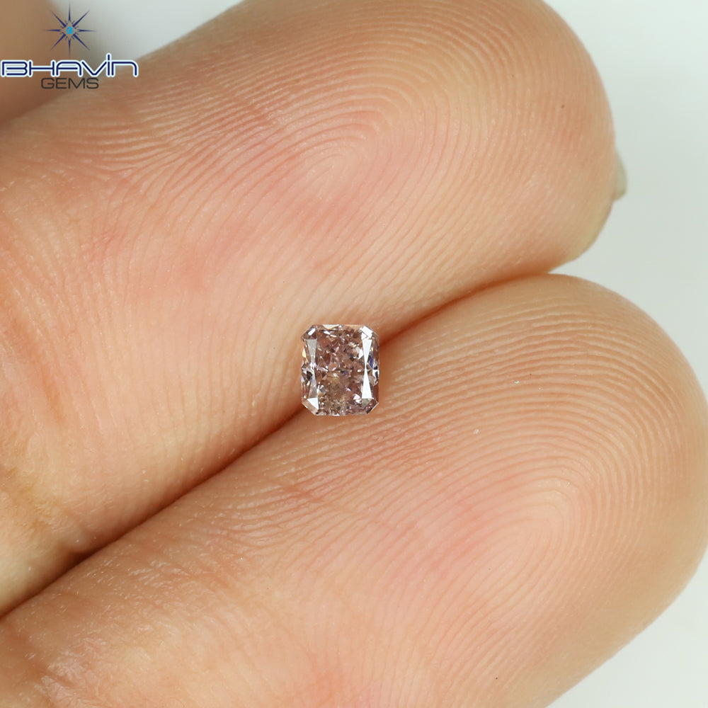 0.11 CT Radiant Shape Natural Diamond Pink Color SI1 Clarity (2.90 MM)