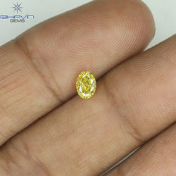 GIA Certified 0.37 CT Oval Shape Natural Diamond Yellow Color VS2 Clarity (4.89 MM)