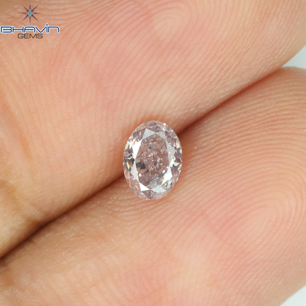 0.31 CT Oval Shape Natural Diamond Pink Color I1 Clarity (4.55 MM)