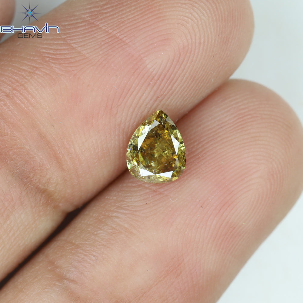 0.62 CT Pear Shape Natural Loose Diamond Brown Orange Color I3 Clarity (6.06 MM)
