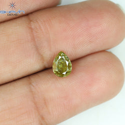 0.78 CT Pear Shape Natural Diamond Green (Chameleon) Color I2 Clarity (6.44 MM)