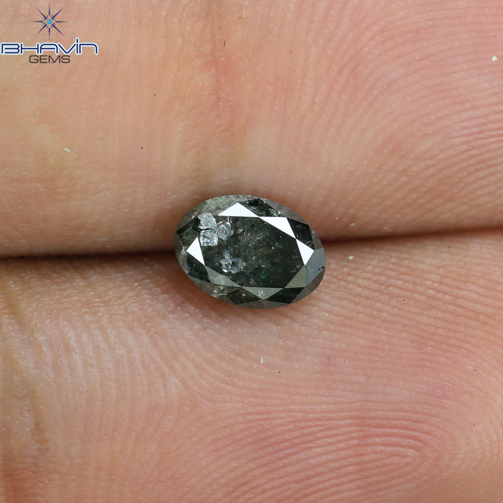 0.72 CT Oval Shape Natural Diamond Green Color I3 Clarity (6.48 MM)