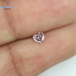 0.14 CT Heart Shape Natural Diamond Pink Color SI2 Clarity (3.41 MM)