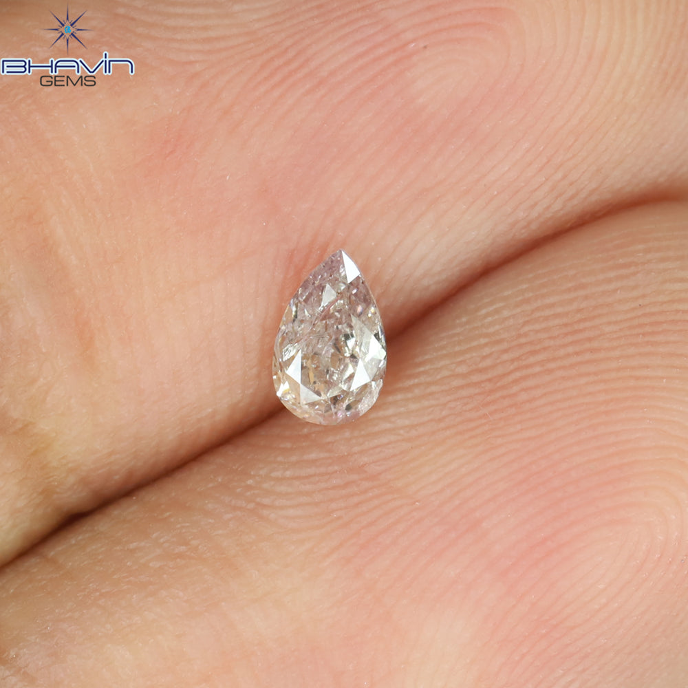 0.18 CT Pear Shape Natural Diamond Pink Color I1 Clarity (4.34 MM)