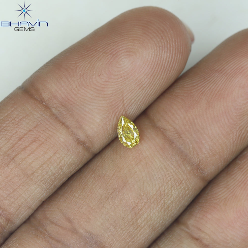 0.20 CT Pear Shape Natural Diamond Orange Yellow Color VS1 Clarity (4.75 MM)