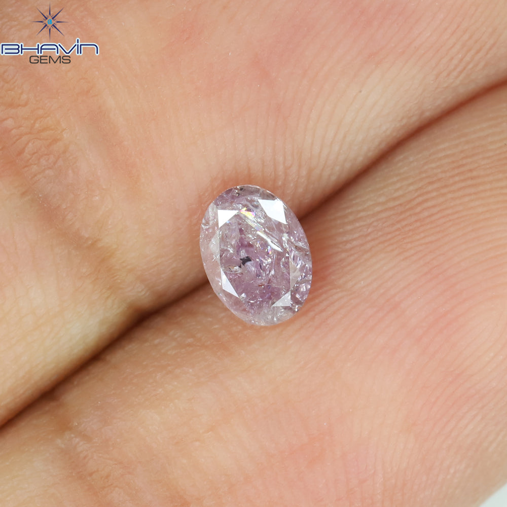 0.37 CT Oval Shape Natural Diamond Pink Color I3 Clarity (4.87 MM)