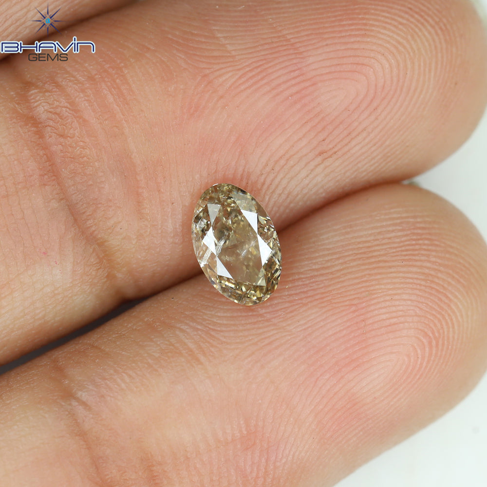0.55 CT Oval Shape Natural Diamond Brown-Pink Color I2 Clarity (6.47 MM)