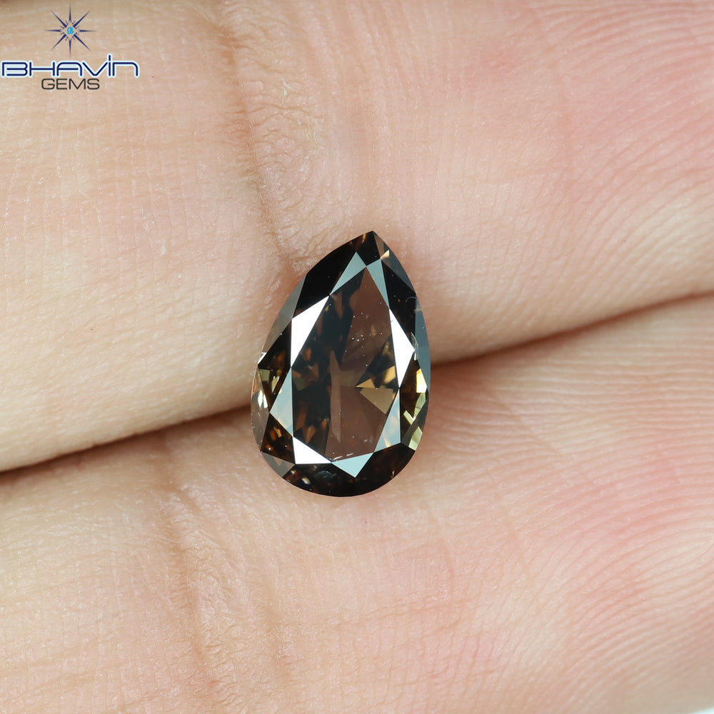 1.09 CT Pear Shape Natural Diamond Brown Color I2 Clarity (7.94 MM)