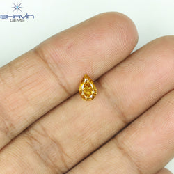GIA Certified 0.51 CT Pear Diamond Brownish Orangy Yellow Color VS1 Clarity (6.30 MM)