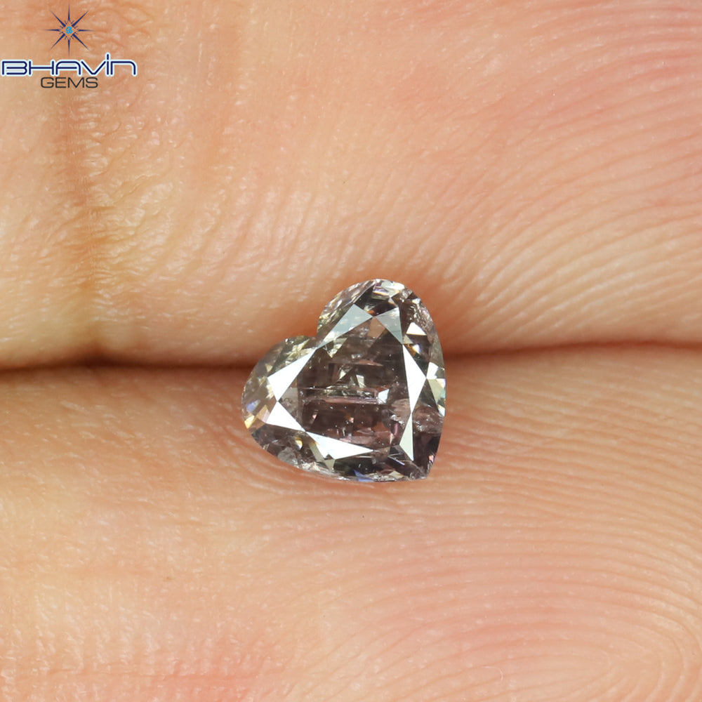 0.39 CT Heart Shape Natural Diamond Pink Color I2 Clarity (4.33 MM)