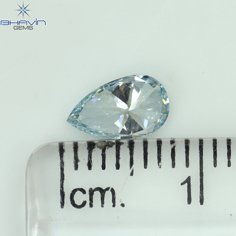 0.63 CT Pear Shape Natural Diamond Blue Color VS2 Clarity (7.44 MM)