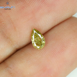 0.30 CT Pear Shape Natural Diamond Green (Chameleon) Color SI1 Clarity (5.49 MM)