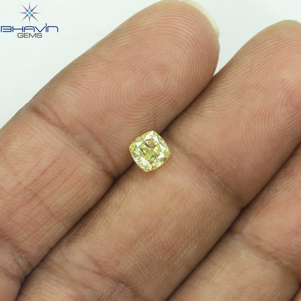0.55 CT Cushion Shape Natural Diamond Yellow Color VS1 Clarity (4.41 MM)