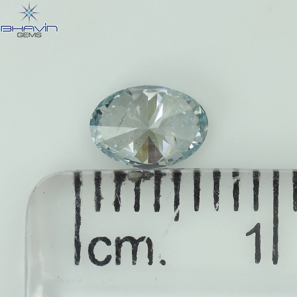 0.50 CT Oval Shape Natural Diamond Blue Color SI2 Clarity (6.00 MM)