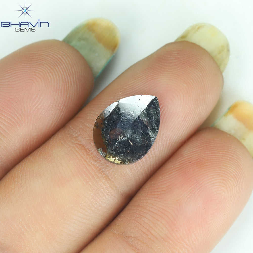 1.41 CT Pear Slice Shape Natural Diamond Brown-Green Color I3 Clarity (11.95 MM)