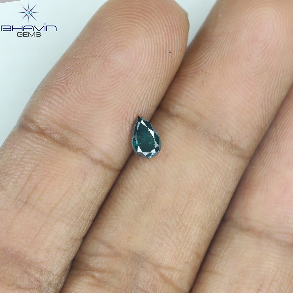 0.23 CT ペアシェイプ ナチュラル ダイヤモンド グリーン カラー I2 クラリティ (6.27 MM)