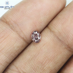GIA Certified 0.26 CT Oval Shape Natural Diamond Brown Pink Color I2 Clarity (4.42 MM)