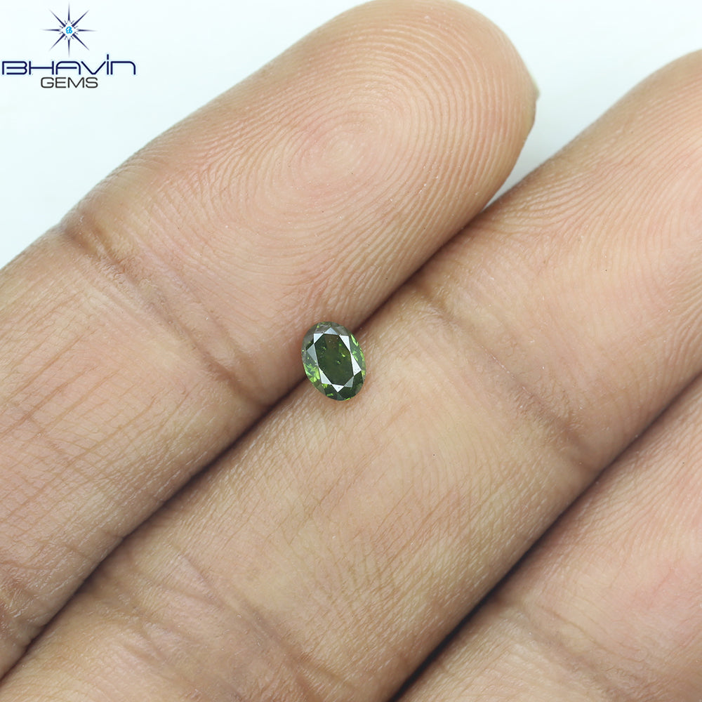 0.21 CT Oval Shape Natural Diamond Green Color SI2 Clarity (4.19 MM)