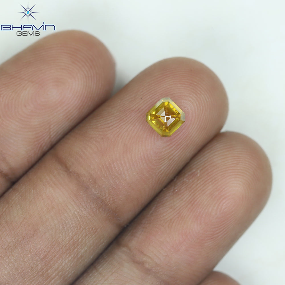 0.60 CT Asscher Shape Natural Loose Diamond Orange Color VS2 Clarity (4.35 MM)
