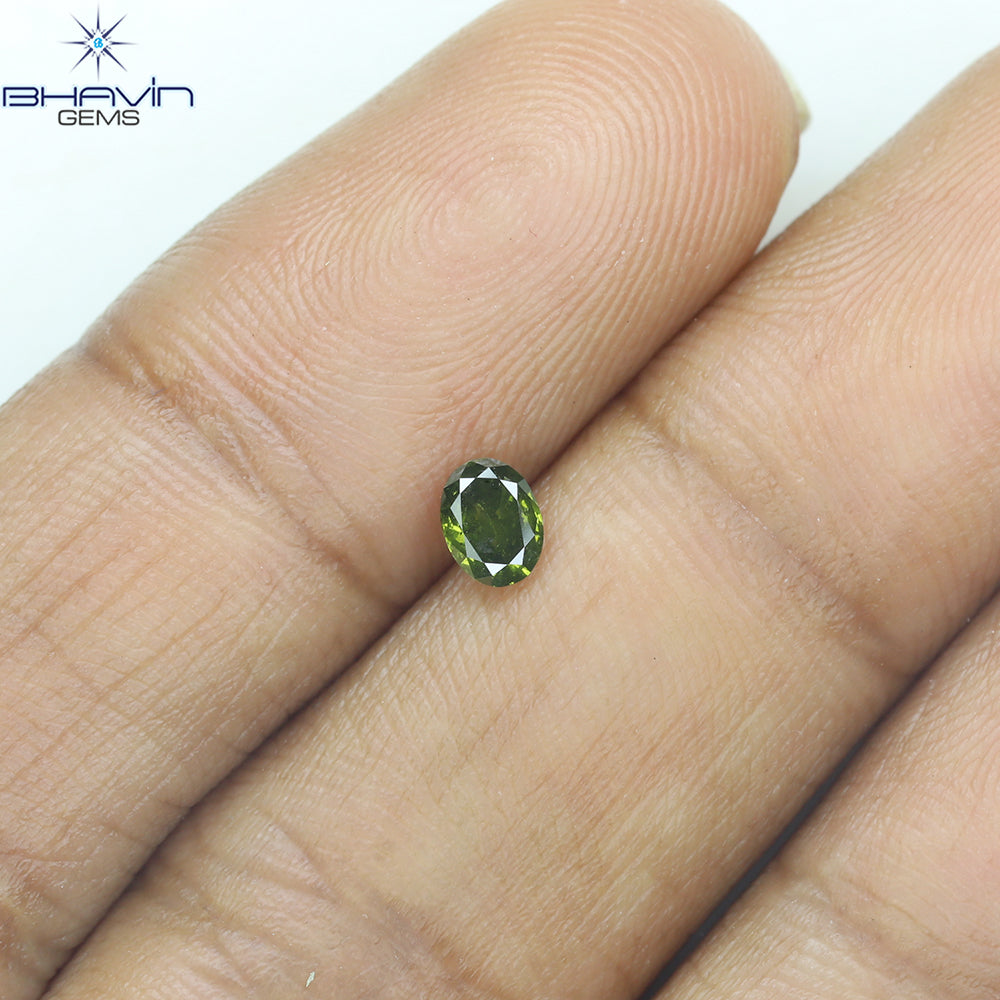 0.22 CT Oval Shape Natural Diamond Green Color SI2 Clarity (4.31 MM)