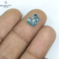 1.64 CT Rough Shape Enhanced Blue Color VS2 Clarity (8.06 MM)