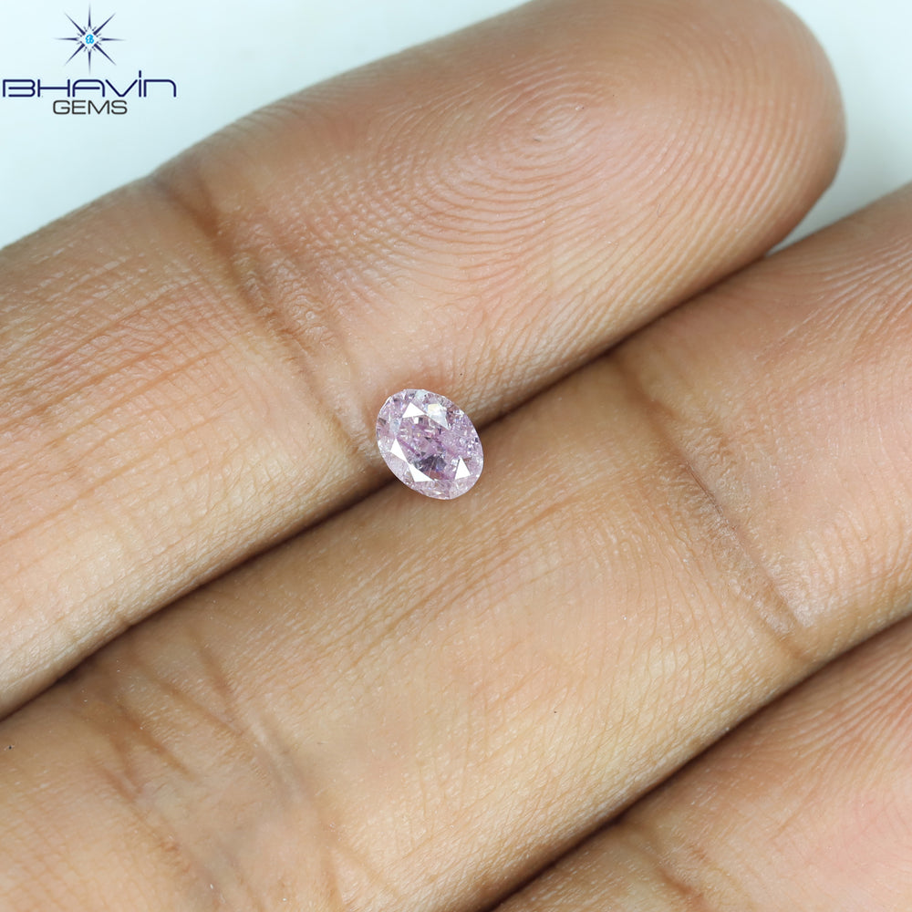 GIA Certified 0.27 CT Oval Shape Natural Diamond Purplish Pink Color I3 Clarity (4.34 MM)