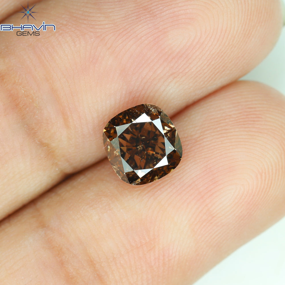 1.44 CT Cushion Shape Natural Diamond Brown Pink Color SI2 Clarity (6.33 MM)