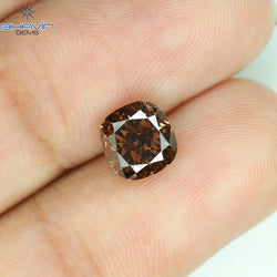 1.44 CT Cushion Shape Natural Diamond Brown Pink Color SI2 Clarity (6.33 MM)